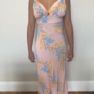 Love Shack Fancy Pink Floral Slip Dress